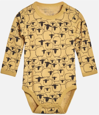 Hust &amp; Claire Baby Body Wolle Bo mit Pinguinen Banana gelb 56