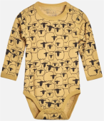 Hust &amp; Claire Baby Body Wolle Bo mit Pinguinen Banana gelb 56